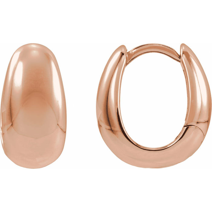 Puffed Huggie Hoop Earrings in 14K Rose Gold