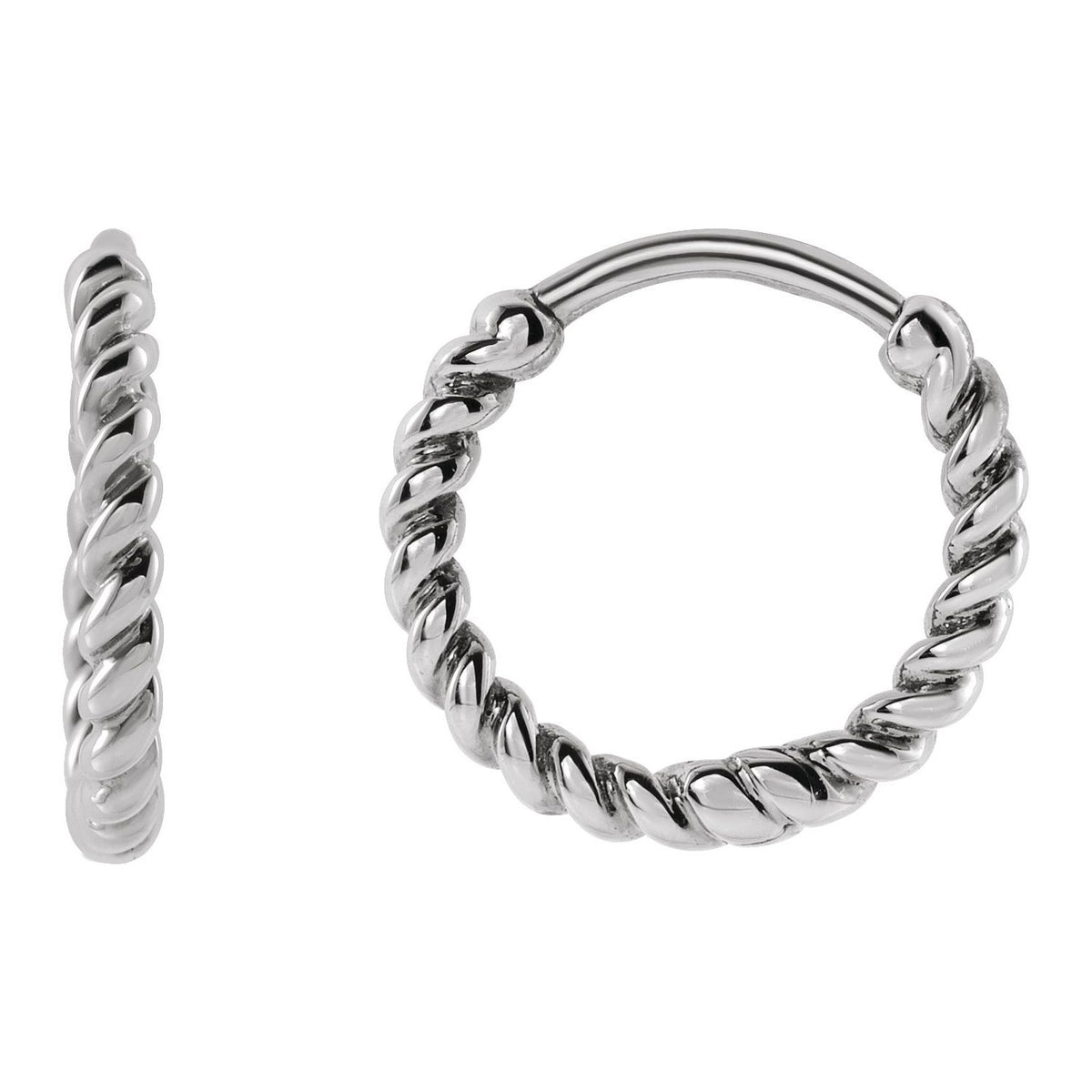 Rope Hoop Earrings in 14k white gold