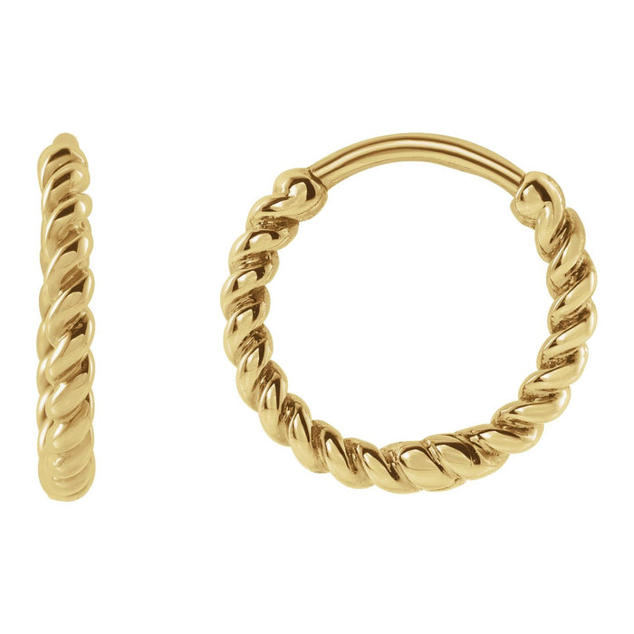 Rope Hoop Earrings in 14K Yellow Gold