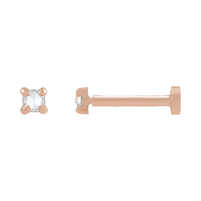 Rose-Cut Diamond Flat Back Stud Earring in 14K Rose Gold