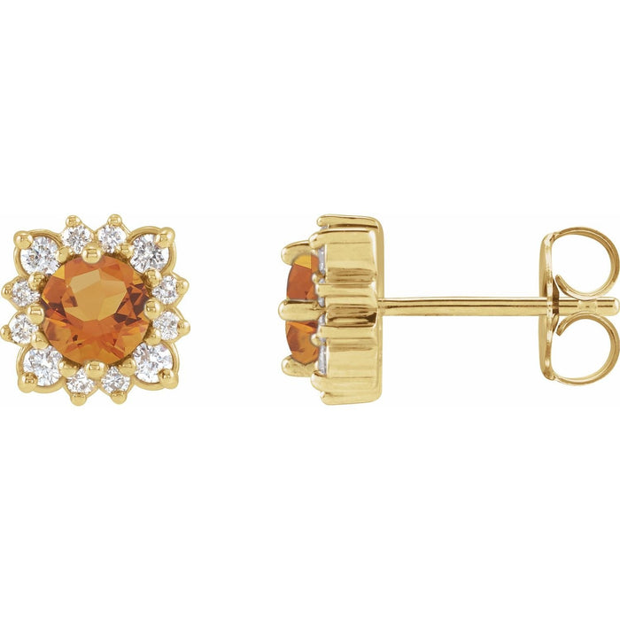round citrine stud earrings in 14k Yellow Gold