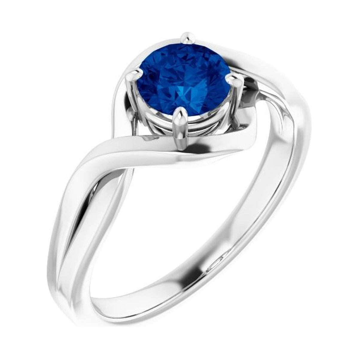 round infinity-inspired birthstone ring blue sapphire white gold