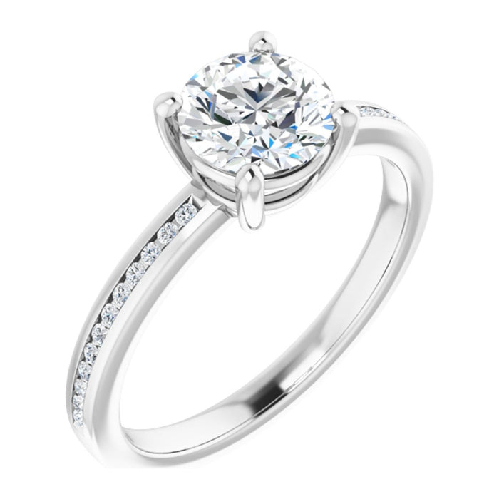 Round Lab-Grown Diamond Channel-Set engagement ring in 14K White Gold, shown with a 1.00 ct center