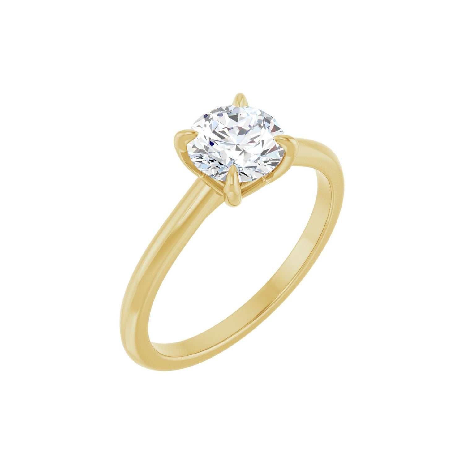 1.00 ct round lab-grown diamond claw-prong solitaire engagement ring in 14K Yellow Gold