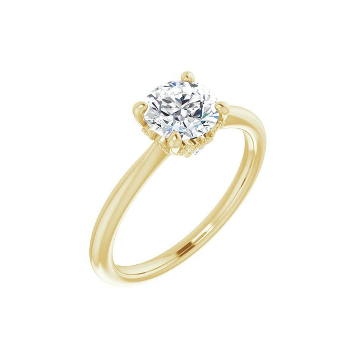 1.00 ct round lab-grown diamond milgrain solitaire engagement ring in 14K Yellow Gold