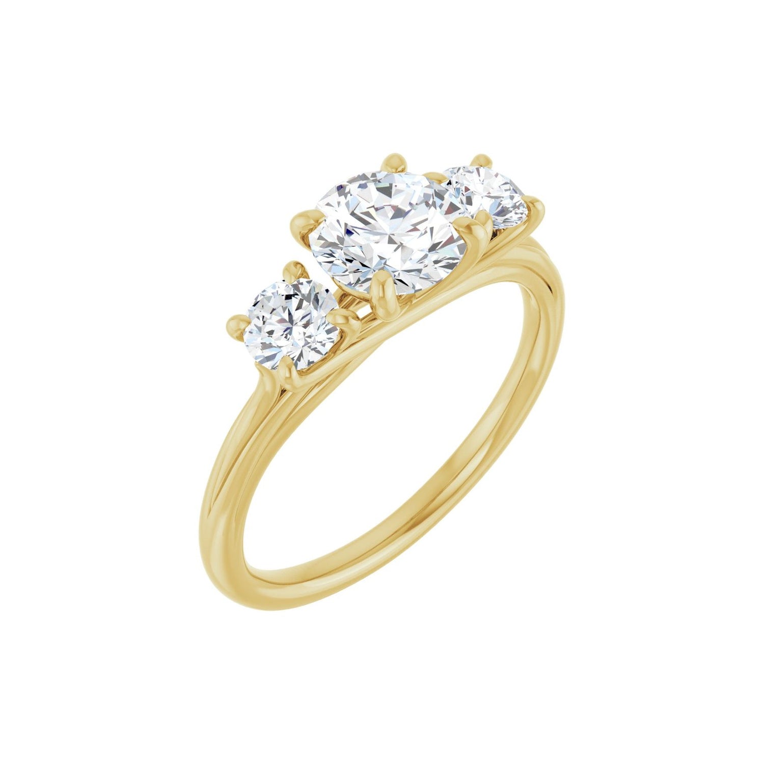 1.00 ct round lab-grown diamond three-stone engagement ring in 14K Yellow Gold