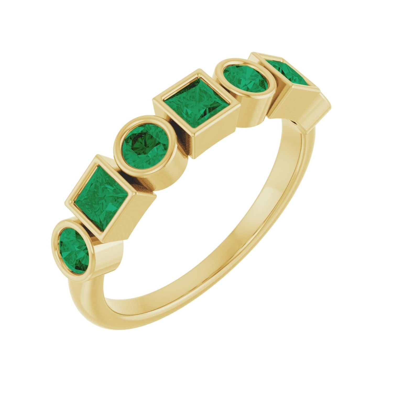 round lab-grown emerald stackable ring in 14k Yellow Gold