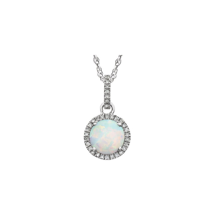 round lab-grown opal necklace in 14k White Gold