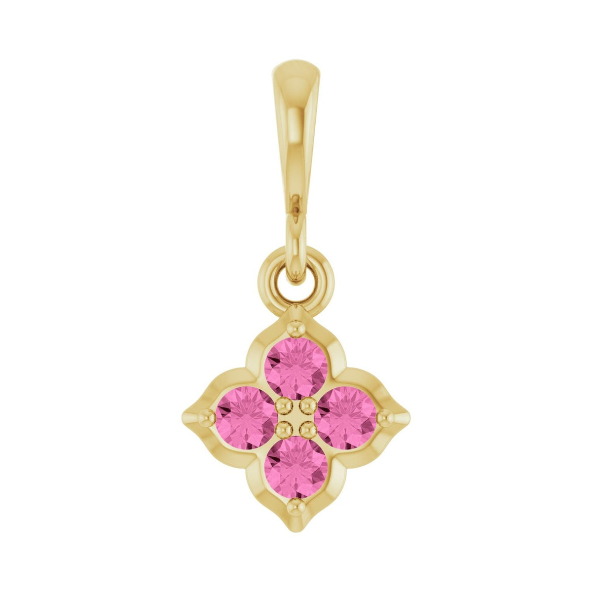 Round Lab-Grown Pink Sapphire Cluster Pendant in 14K Yellow Gold