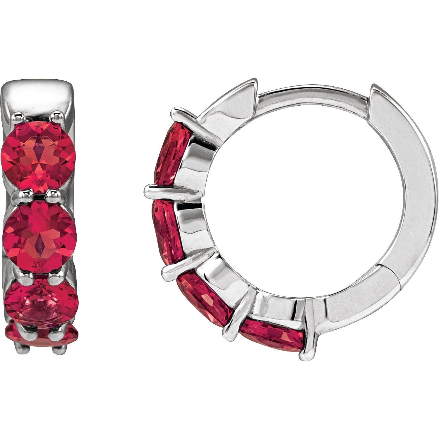 round lab-grown ruby hoop earrings in Sterling Silver