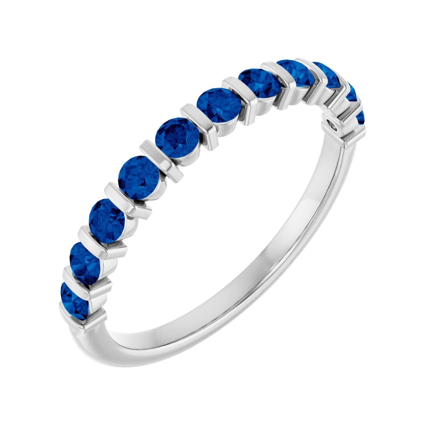 round lab-grown sapphire anniversary band in 14k White Gold