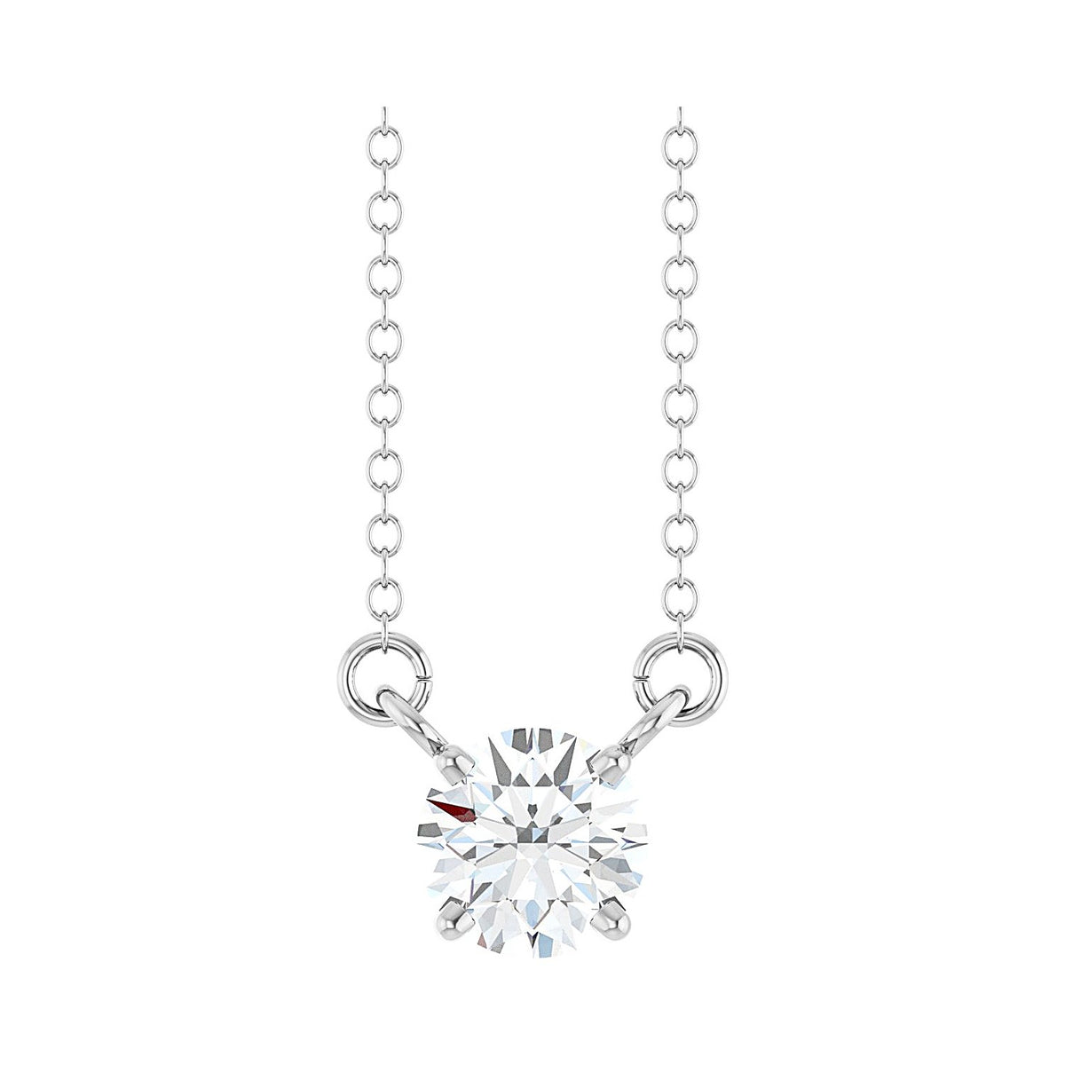 Round Moissanite Necklace in 14K White Gold