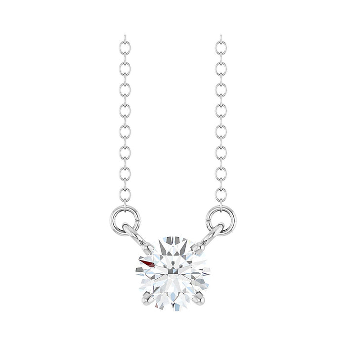 Round Moissanite Necklace in 14K White Gold