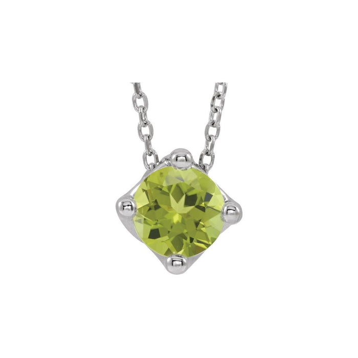 Round Peridot Solitaire Pendant in 14K White Gold