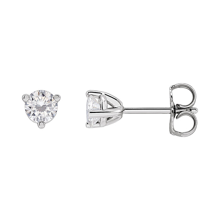 Round Moissanite Stud Earrings in 14K White Gold