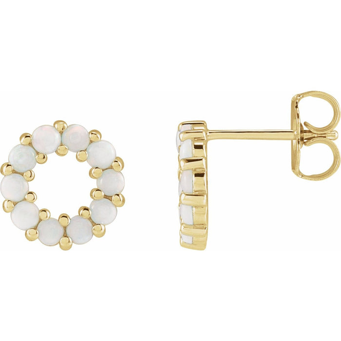 round white opal cabochon earrings in 14k Yellow Gold