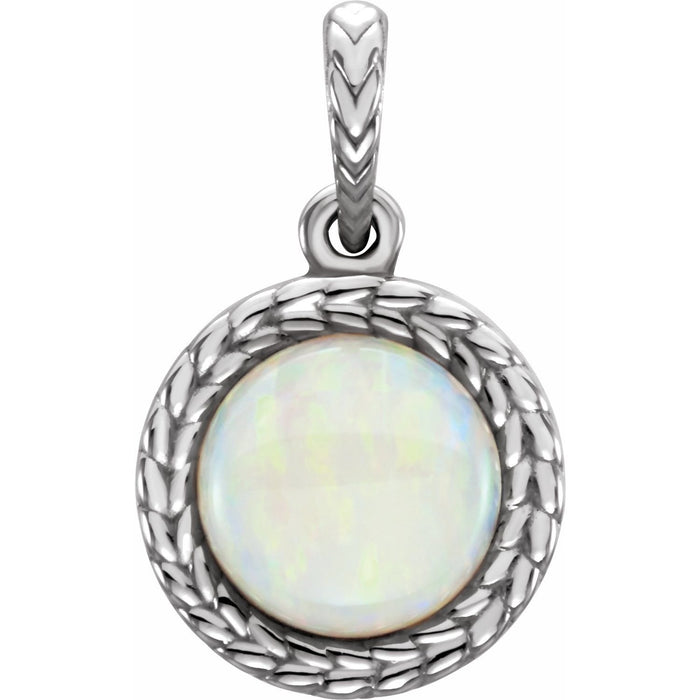 round white opal pendant necklace in 14k White Gold