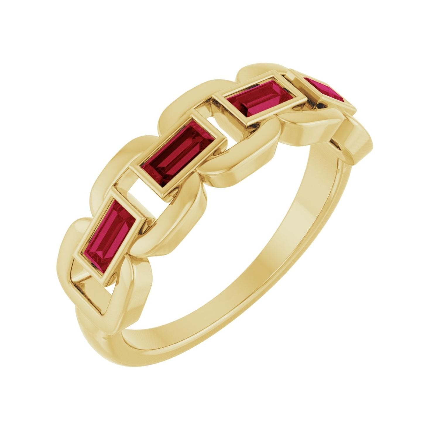 ruby chain-link ring in 14k Yellow Gold