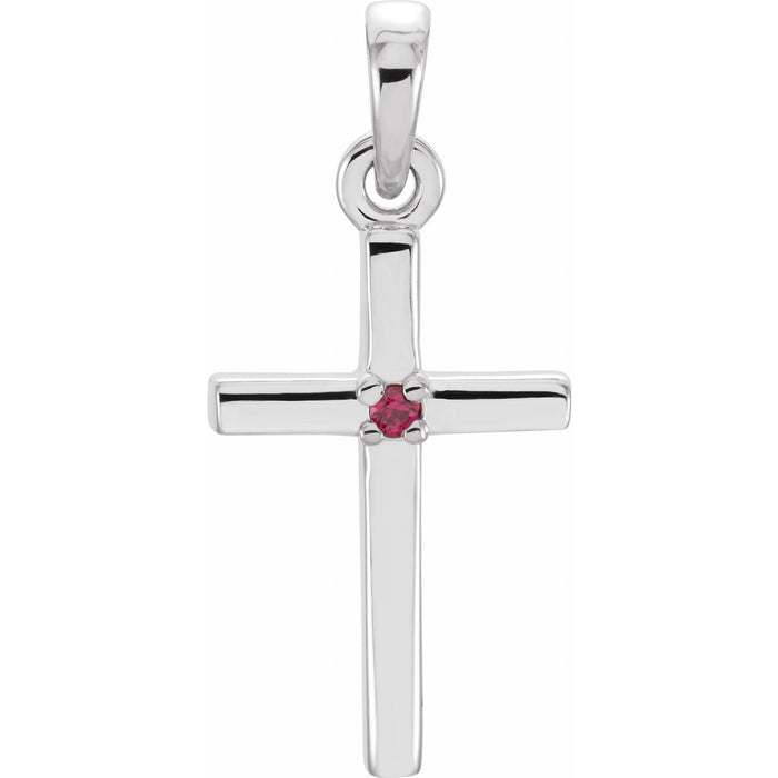 ruby cross pendant in 14k White Gold
