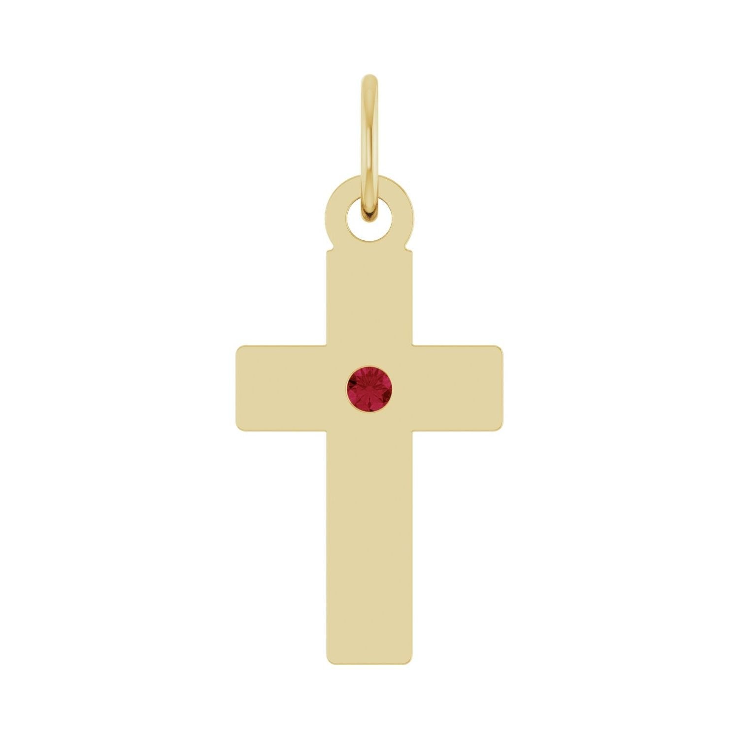 ruby cross pendant in 14k Yellow Gold