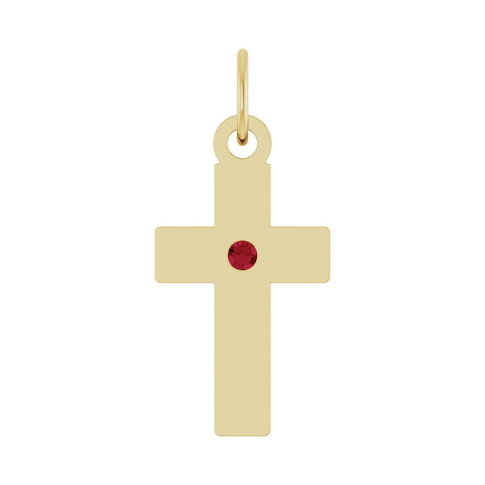ruby cross pendant in 14k Yellow Gold