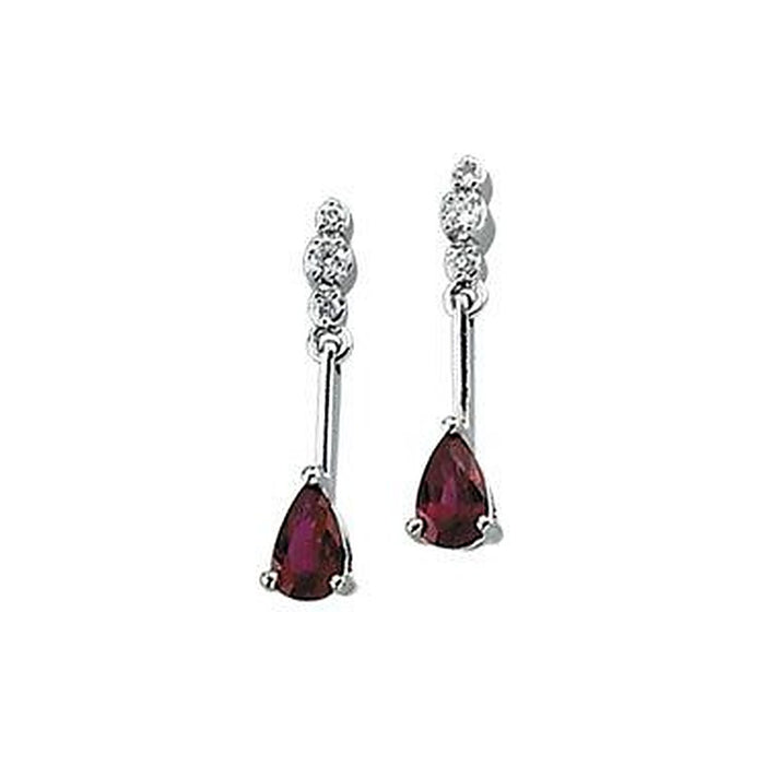 Ruby & Diamond drop earrings in 14K White Gold