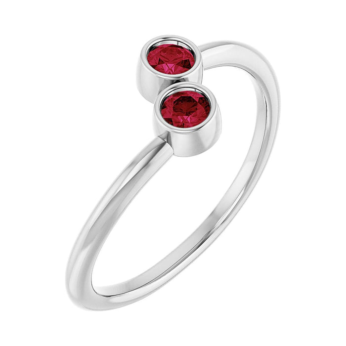 Ruby toi et moi two-stone ring in 14K White Gold