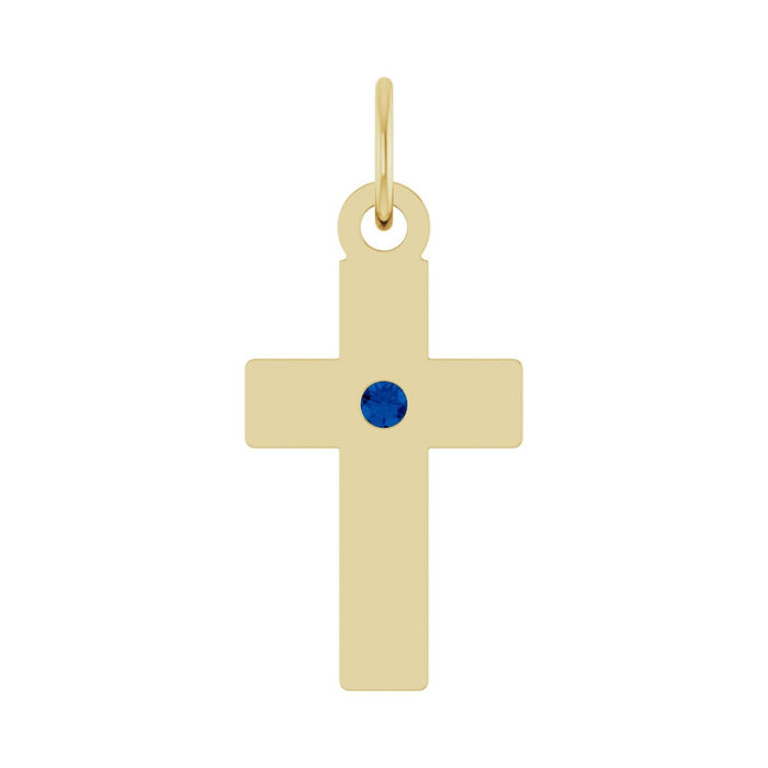 sapphire cross pendant in 14k Yellow Gold