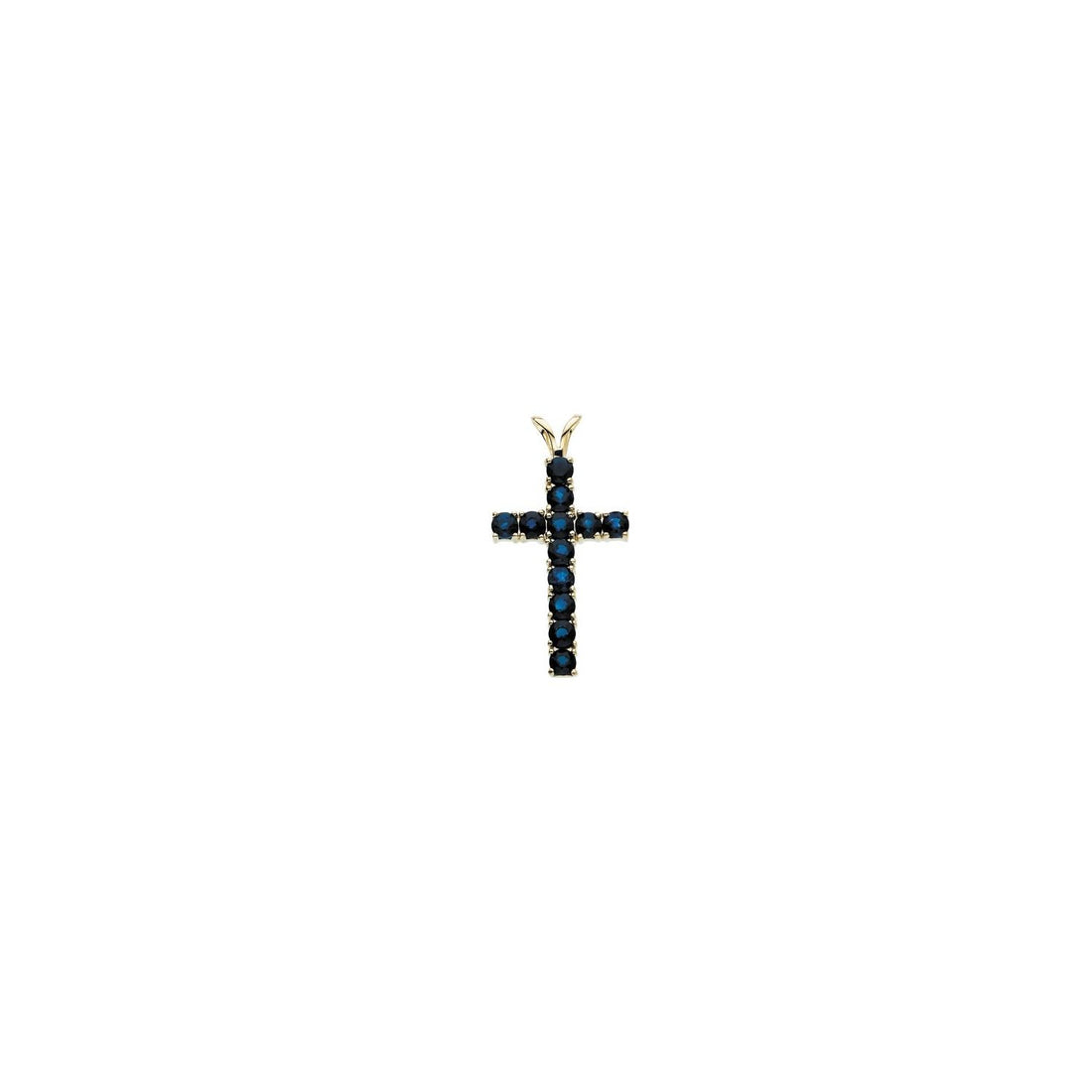 sapphire cross pendant in 14k Yellow Gold