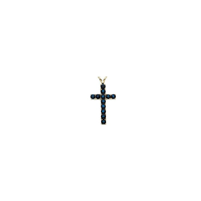 sapphire cross pendant in 14k Yellow Gold