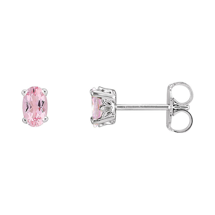 Scroll Morganite Stud Earrings in 14K White Gold