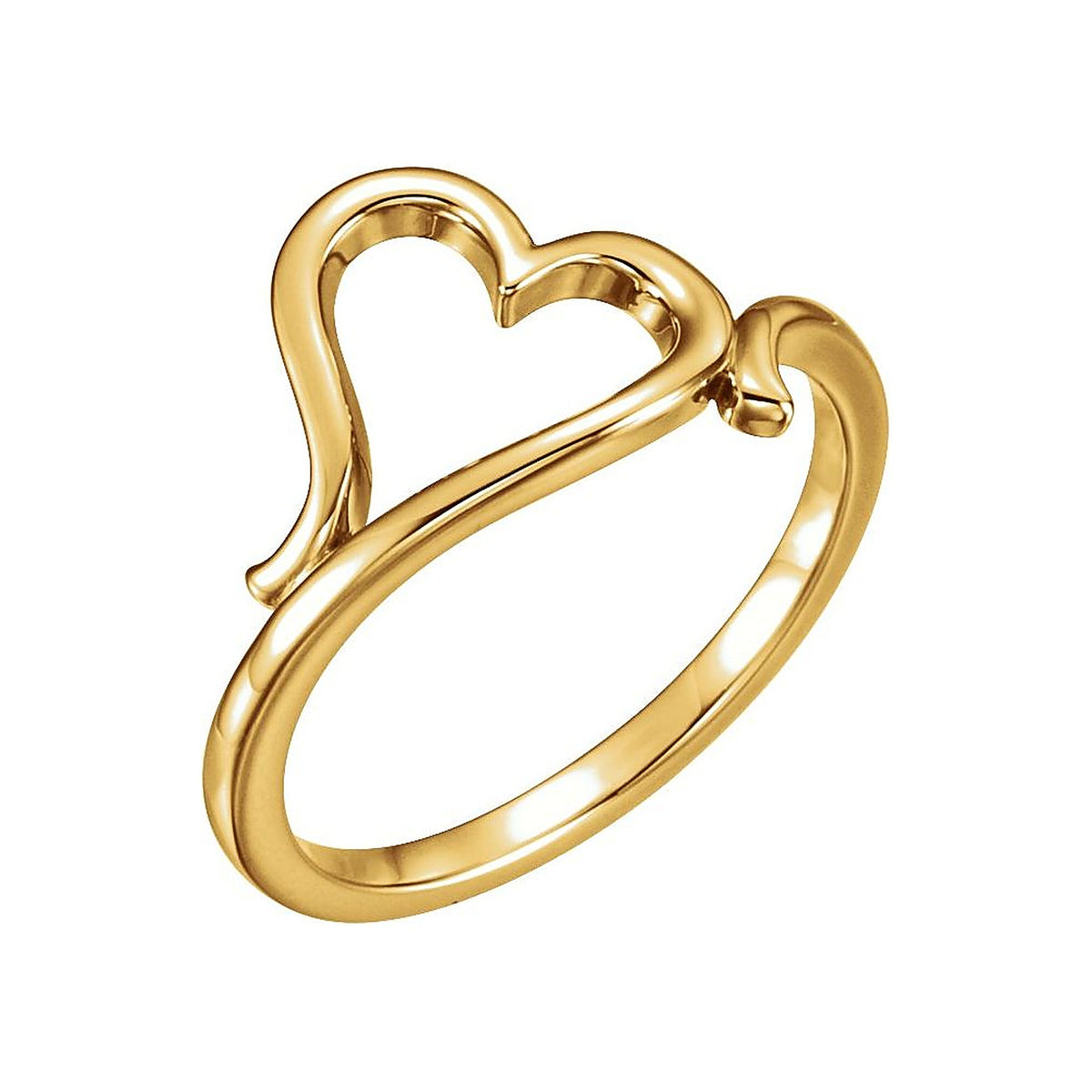 sculpted open heart promise ring in 14k yellow gold