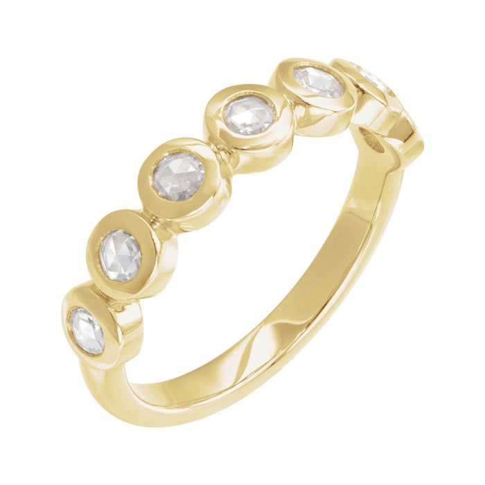 Seven-Stone Rose-Cut Moissanite Stackable Ring in 14K Yellow Gold