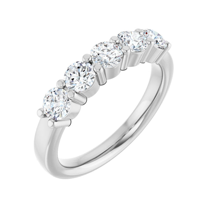 Shared-Prong Five-Stone Diamond Anniversary Band in 14K White Gold