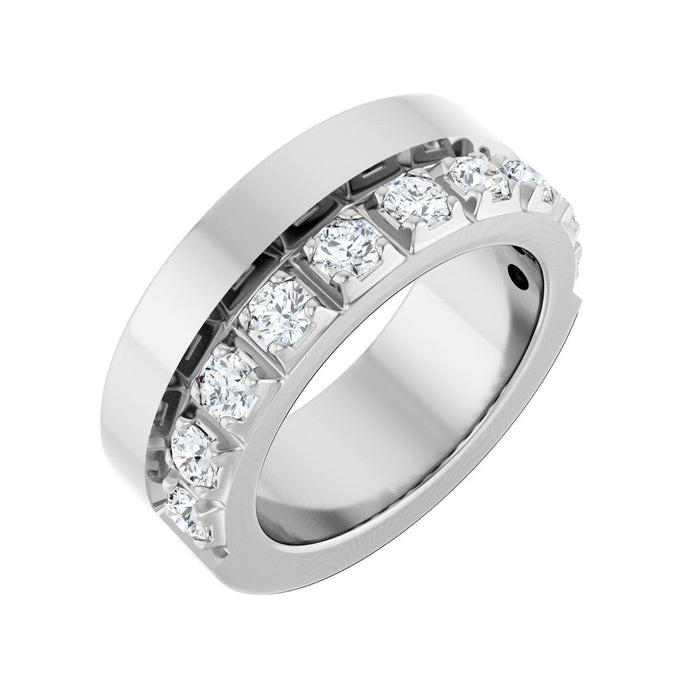 Single-Sided Stepped-Edge Diamond Anniversary Band in 14K White Gold
