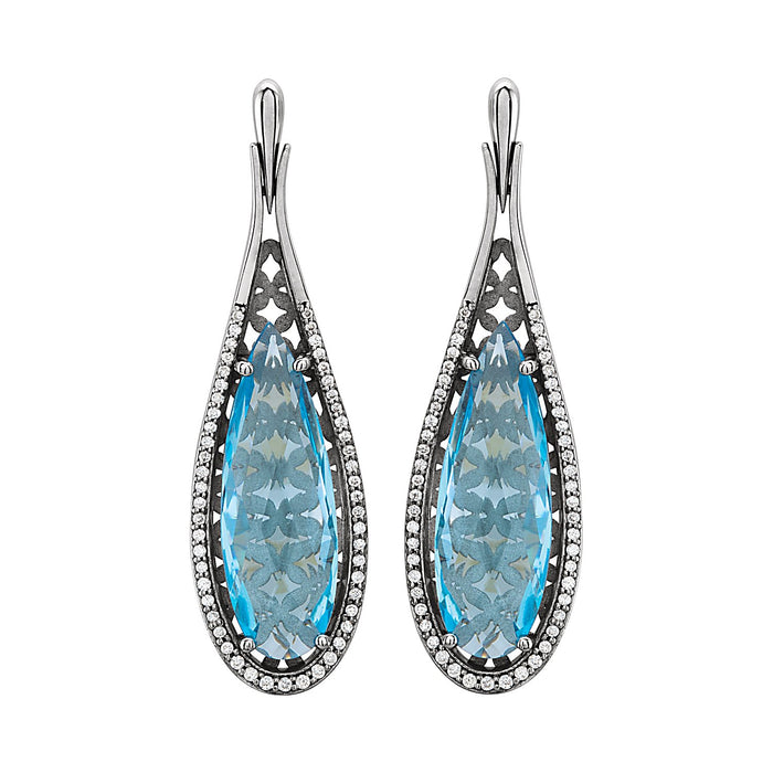 Sky Blue Topaz drop earrings in 14K White Gold