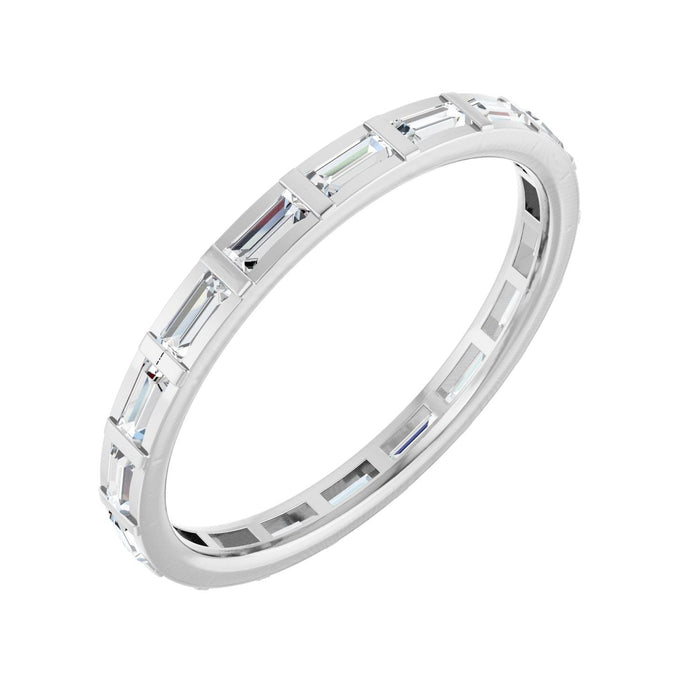 Slim Baguette Diamond Eternity Band in 14K White Gold