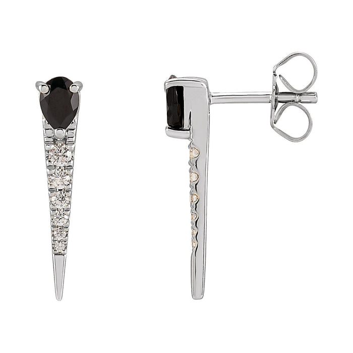 Spike Black Onyx Drop Earrings in 14K White Gold