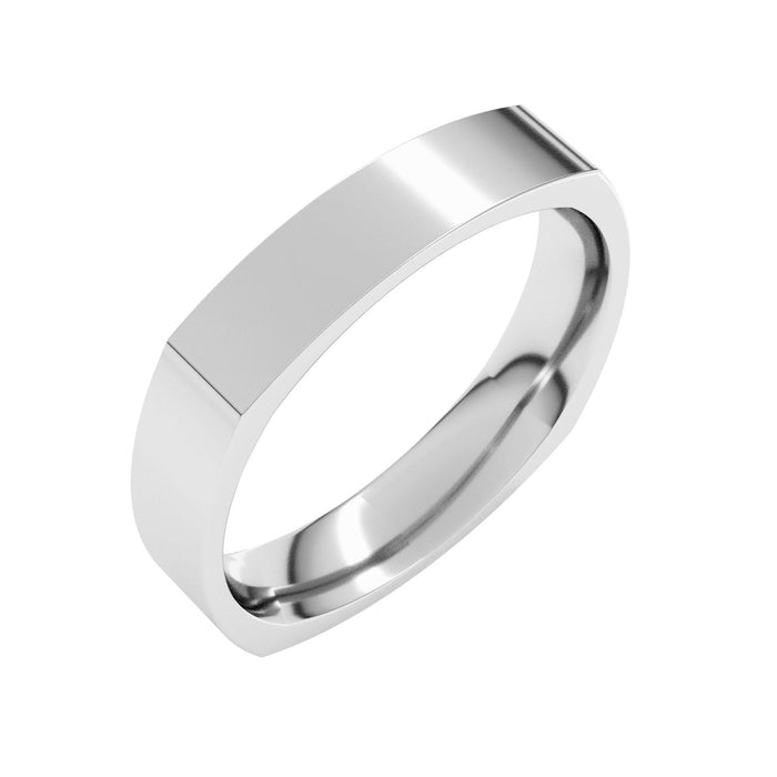 Square Profile Comfort Fit Mens Wedding Band in white gold
