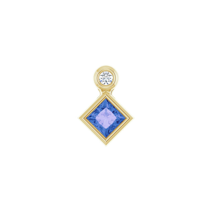 Square Tanzanite Pendant with Diamond Accent in 14K Yellow Gold