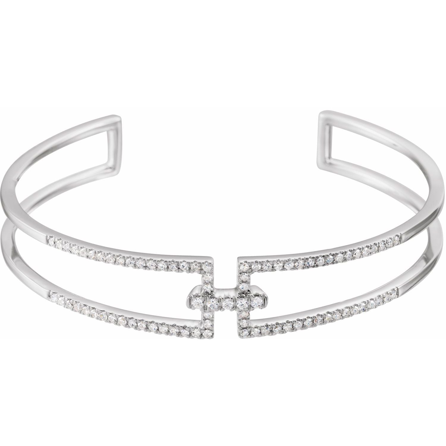 Statement Diamond Cuff Bracelet in 14k white gold