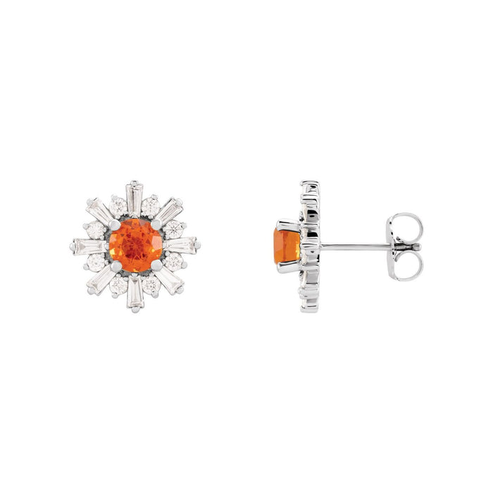 14K White Gold opal round earrings