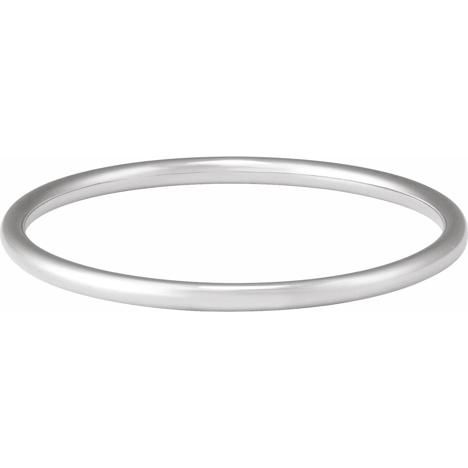 Sterling Silver Slim Round Bangle Bracelet in White Gold