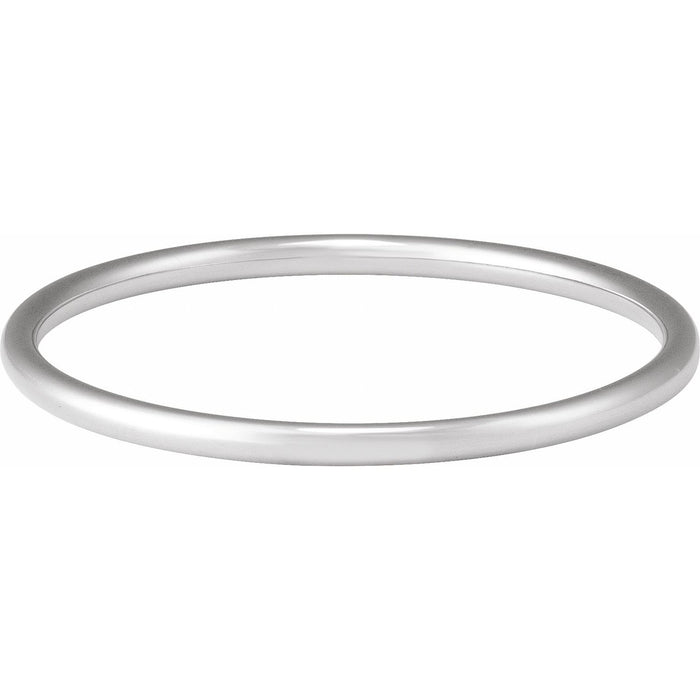 Sterling Silver Slim Round Bangle Bracelet in White Gold