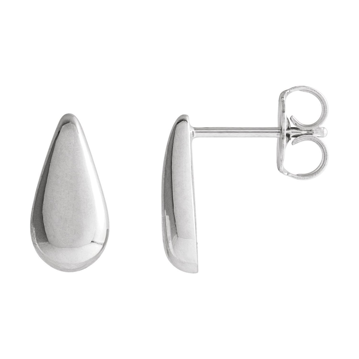 Teardrop Gold Stud Earrings in 14k white gold or platinum