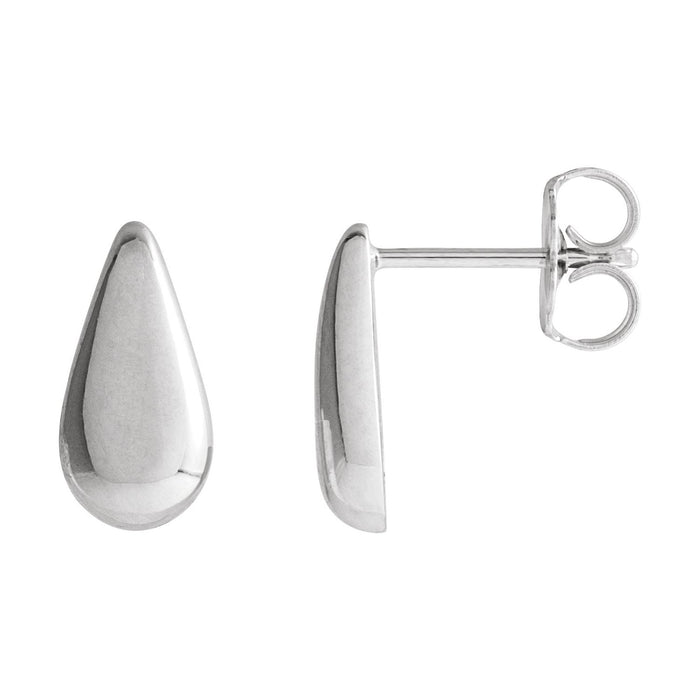 Teardrop Gold Stud Earrings in 14k white gold or platinum