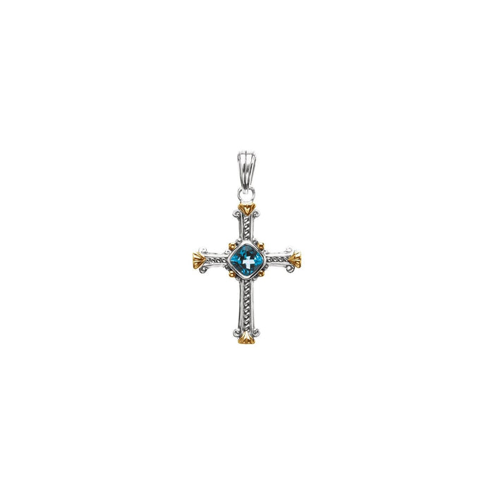topaz cross pendant in 14k Yellow Gold