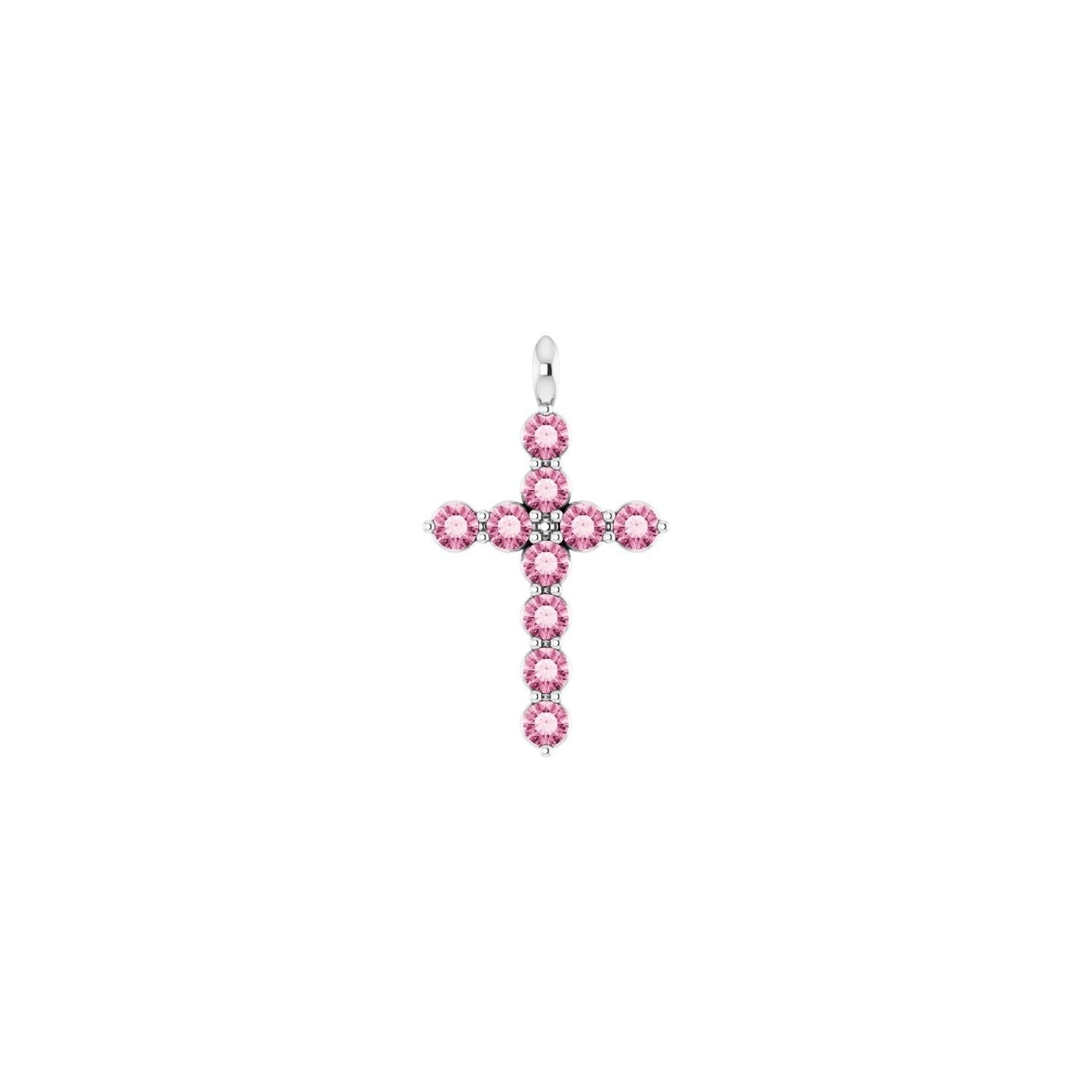 tourmaline cross pendant in 14k White Gold