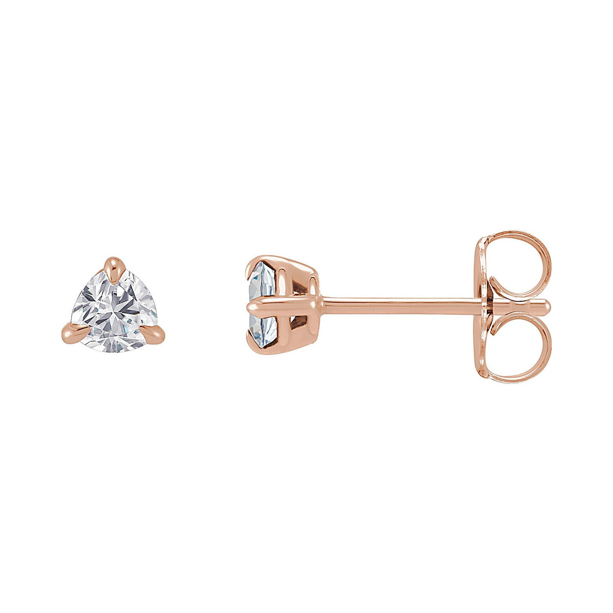 Trillion-Cut Moissanite Stud Earrings in 14K Rose Gold