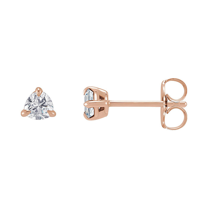 Trillion-Cut Moissanite Stud Earrings in 14K Rose Gold